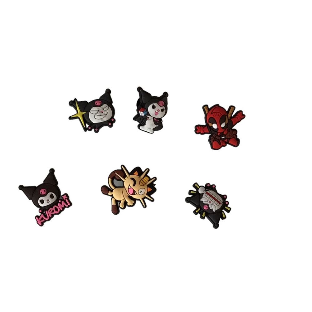 Mixed Lot Kuromi, Hello Kitty Set of 6 Charms for Crocs